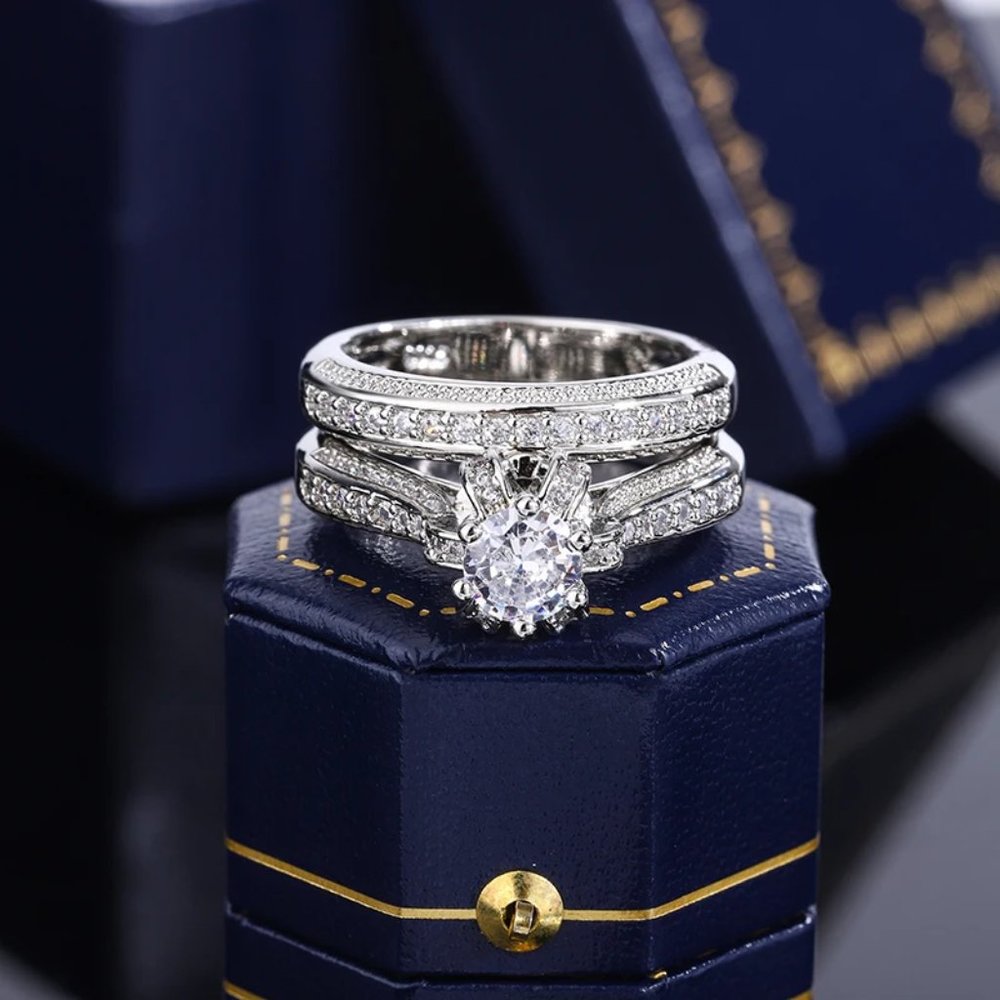 Fancy Ladies 2.5ctw Diamond Bridal Set, 18K White Gold - Picture 4 of 6
